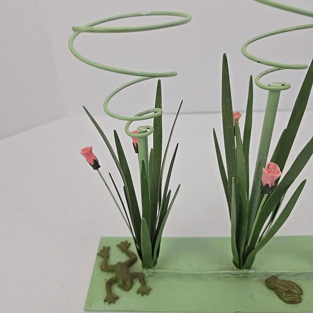 Vintage Air Plants Holders Display Planter Tillandsia Tole Metal Lily Pads Frogs - Picture 2 of 16